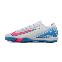 Chuteira Infantil Society Nike Zoom Mercurial Vapor 16 Elite TF Branca, Azul e Rosa