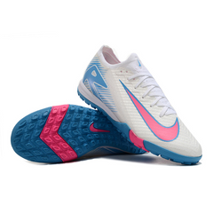 Botas de fútbol Nike Zoom Mercurial Vapor 16 Elite TF para niños en blanco, azul y rosa