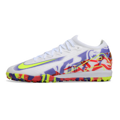 Chuteira Infantil Society Nike Zoom Mercurial Vapor 16 Elite TF Branca, Roxa e Vermelha