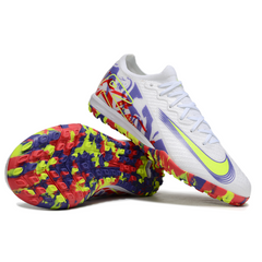Chuteira Infantil Society Nike Zoom Mercurial Vapor 16 Elite TF Branca, Roxa e Vermelha