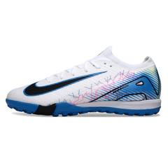 Chuteira Infantil Society Nike Zoom Mercurial Vapor 16 Elite TF Branca e Azul