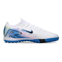 Chuteira Infantil Society Nike Zoom Mercurial Vapor 16 Elite TF Branca e Azul