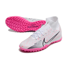 Chuteira Infantil Society Nike Zoom Mercurial Superfly 9 Elite TF Branca e Rosa - VENI Futebol