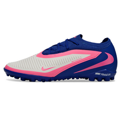 Chuteira Infantil Society Nike Phantom 6 Pro TF Branca, Azul e Rosa