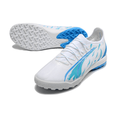 Chuteira Society Puma Ultra Ultimate TF Branco e Azul - VN Esportes