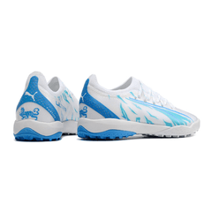 Chuteira Society Puma Ultra Ultimate TF Branco e Azul - VN Esportes