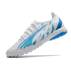 Chuteira Society Puma Ultra Ultimate TF Branco e Azul - VN Esportes