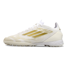 Chuteira Society Adidas F50 Elite TF Branca e Dourada