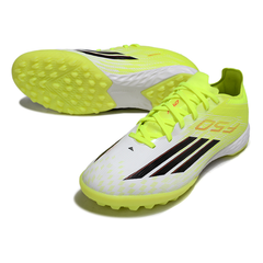 Botas de fútbol Adidas F50 Elite TF Society blancas y amarillas