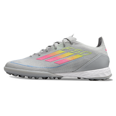 Chuteira Society Adidas F50 Elite TF Cinza Rosa e Amarelo