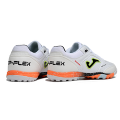 Chuteira Society Joma Top Flex TF Branca, Laranja e Cinza