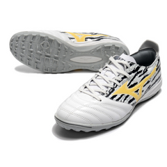 Chuteira Society Mizuno Morelia Neo III Pro TF Branca, Preta e Amarela