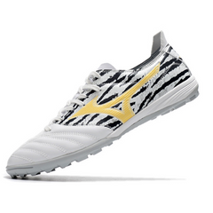 Botas de fútbol Mizuno Morelia Neo III Pro TF en blanco, negro y amarillo