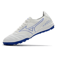 Botas de fútbol Mizuno Morelia Neo III Pro TF blancas y azules