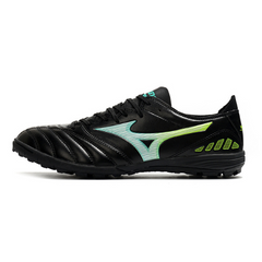 Chuteira Society Mizuno Morelia Neo III Pro TF Preta, Verde e Azul