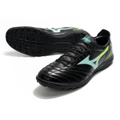 Botas de fútbol Mizuno Morelia Neo III Pro TF negras, verdes y azules