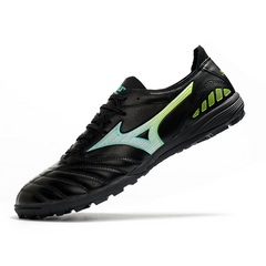 Botas de fútbol Mizuno Morelia Neo III Pro TF negras, verdes y azules