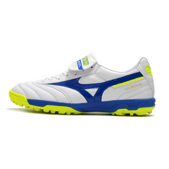 Chuteira Society Mizuno Morelia Sala Classic TF Branca, Azul e Amarela - VENI Futebol