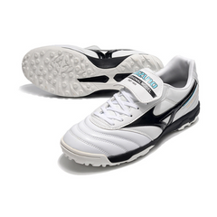 Chuteira Society Mizuno Morelia Sala Classic TF Branca, Preta e Azul - VENI Futebol