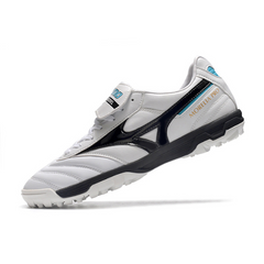 Chuteira Society Mizuno Morelia Sala Classic TF Branca, Preta e Azul - VENI Futebol