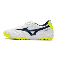 Chuteira Society Mizuno Morelia Sala Classic TF Branca, Verde e Azul