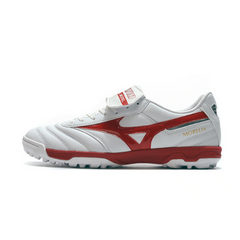 Chuteira Society Mizuno Morelia Sala Classic TF Branca e Vermelha - VENI Futebol