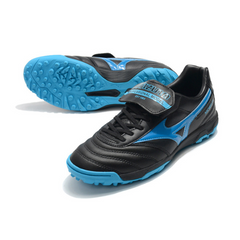 Chuteira Society Mizuno Morelia Sala Classic TF Preta e Azul - VENI Futebol