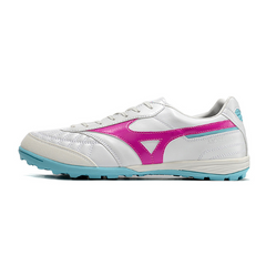 Chuteira Society Mizuno Morelia Sala TF Branca,Rosa e Azul