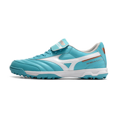 Chuteira Society Mizuno Morelia TF Azul Claro e Branco