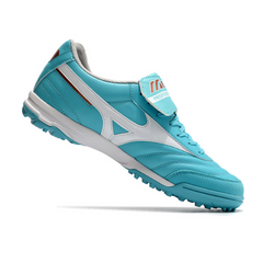 Chuteira Society Mizuno Morelia TF Azul Claro e Branco - VENI Futebol