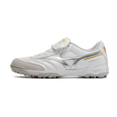 Chuteira Society Mizuno Morelia TF Branca e Prata