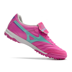 Chuteira Society Mizuno Morelia TF Rosa e Azul Claro - VENI Futebol