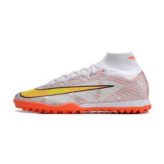 Chuteira Society Nike Zoom Mercurial Superfly 9 Elite TF Prata e Laranja