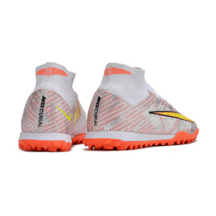 Chuteira Society Nike Zoom Mercurial Superfly 9 Elite TF Prata e Laranja - VENI Futebol