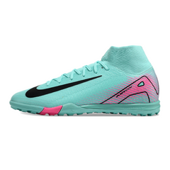 Chuteira Society Nike Zoom Mercurial Superfly 10 Elite TF Azul Claro e Rosa