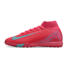 Chuteira Society Nike Zoom Mercurial Superfly 10 Elite TF Rosa e Azul Claro