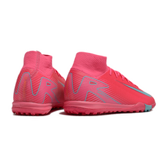 Botas de fútbol Nike Zoom Mercurial Superfly 10 Elite TF rosa y azul claro Society