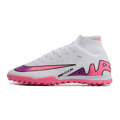 Chuteira Society Nike Zoom Mercurial Superfly 9 Elite TF Branca,Rosa e Azul