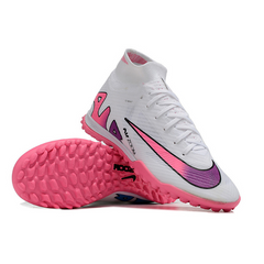 Chuteira Society Nike Zoom Mercurial Superfly 9 Elite TF Branca,Rosa e Azul - VENI Futebol