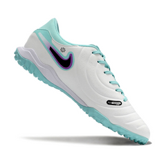 Chuteira Society Nike Tiempo 10 Legend Academy TF Branca e Azul - VENI Futebol