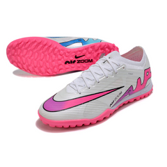 Chuteira Society Nike Zoom Mercurial Vapor 15 Elite TF Branca, Rosa e Azul - VENI Futebol