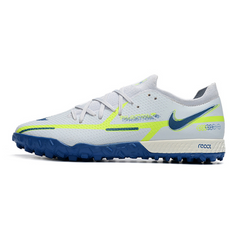 Chuteira Society Nike Phantom GT 2 Pro TF Branca, Azul e Amarela