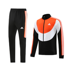 Conjunto de Frio Adidas Jaqueta + Calça Laranja, Branca e Preta