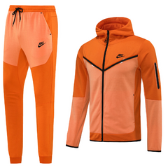 Conjunto de Frio Nike Tech-Fleece Casaco + Calça Laranja e Preto