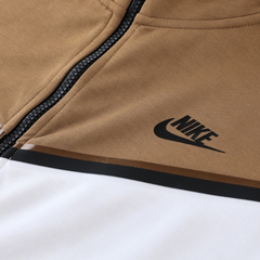 Conjunto de Frio Nike Tech-Fleece Casaco + Calça Marrom e Branco - VENI Futebol