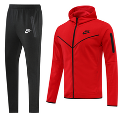 Conjunto de Frio Nike Tech-Fleece Casaco + Calça Vermelha e Preta