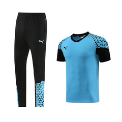 Conjunto Puma Camiseta + Calça Azul Claro e Preta - VENI Futebol