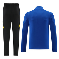 Conjunto de Frio Adidas Azul, Amarelo e Preto com Blusa de 1/4 de Zíper e Calça