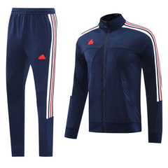Conjunto de Frio Adidas Azul-Escuro, Branco e Vermelho com Jaqueta e Calça