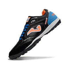 Chuteira Society TF Joma Top Flex Preta Azul e Laranja